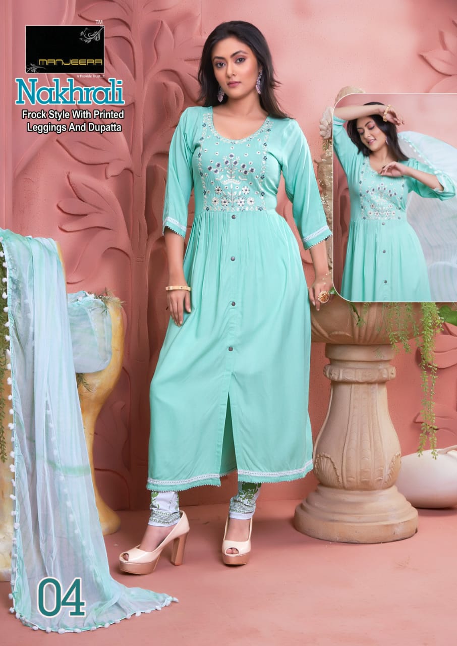 Buy Rayon Printed Nakhrali Manjeera Readymade Anarkali Suits